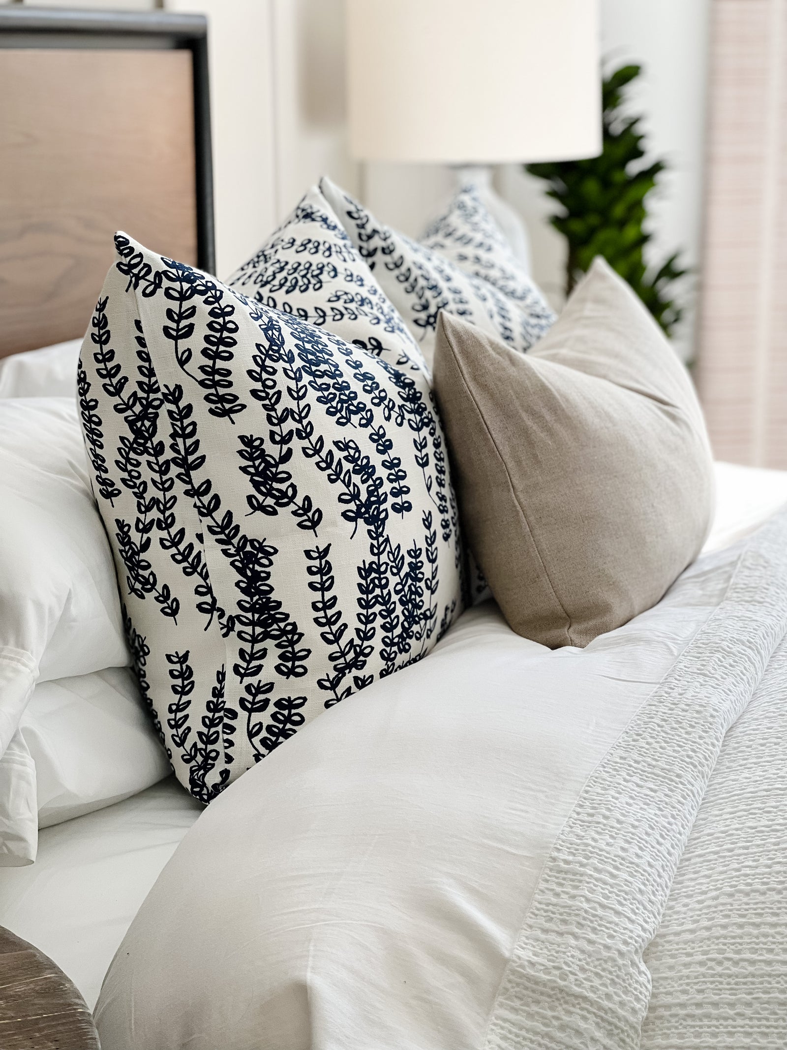 Decorative Bed Pillows — Antoinette Indigo on Oyster