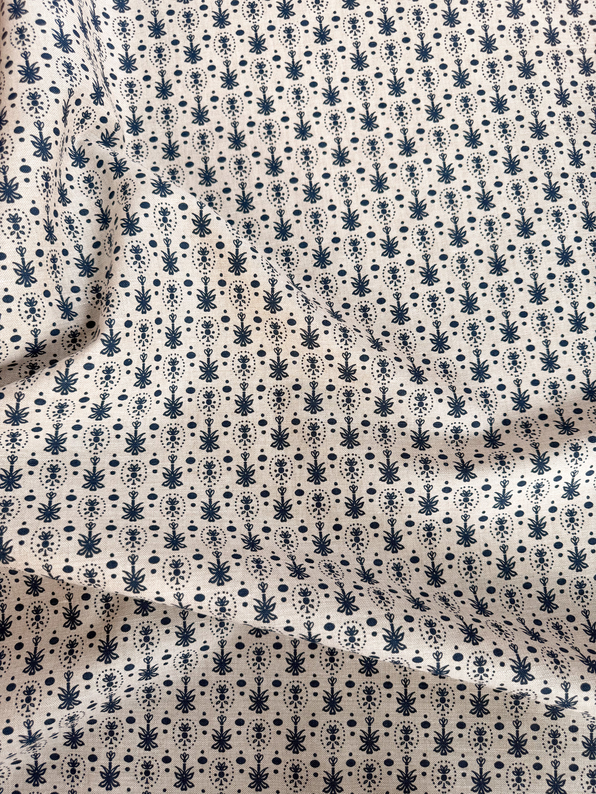 Annsley Wallpaper — Indigo on Oatmeal